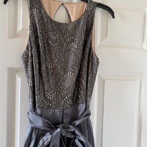 Blondie Nites Gray Lace Maxi Dress